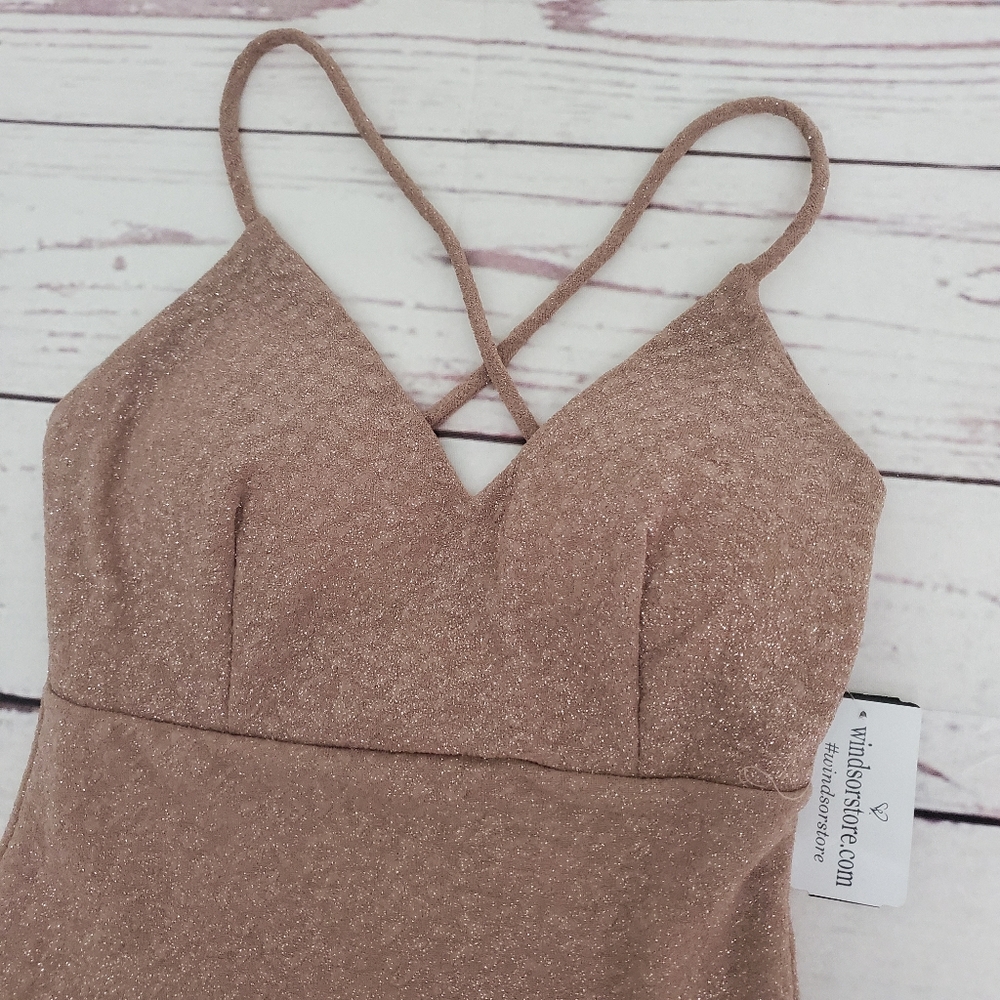 Windsor Glow in Glitter Dress in taupe - Picture 6 of 11